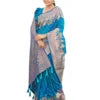 Blue Banarasi Silk Saree with Unstitched Blouse Piece