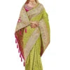 Green Banarasi Silk Saree with Pink Blouse Piece