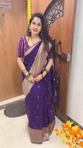 Groovy Purple Cotton Silk Saree With Adoring Blouse Piece