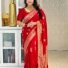 Red Banarasi Saree with Unstitched Blouse Piece
